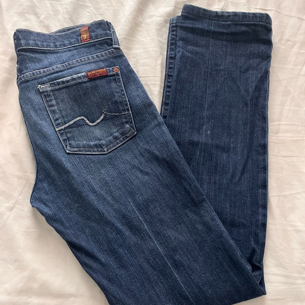 7 for all mankind straight leg wears cute as skinny jeans size 26/26